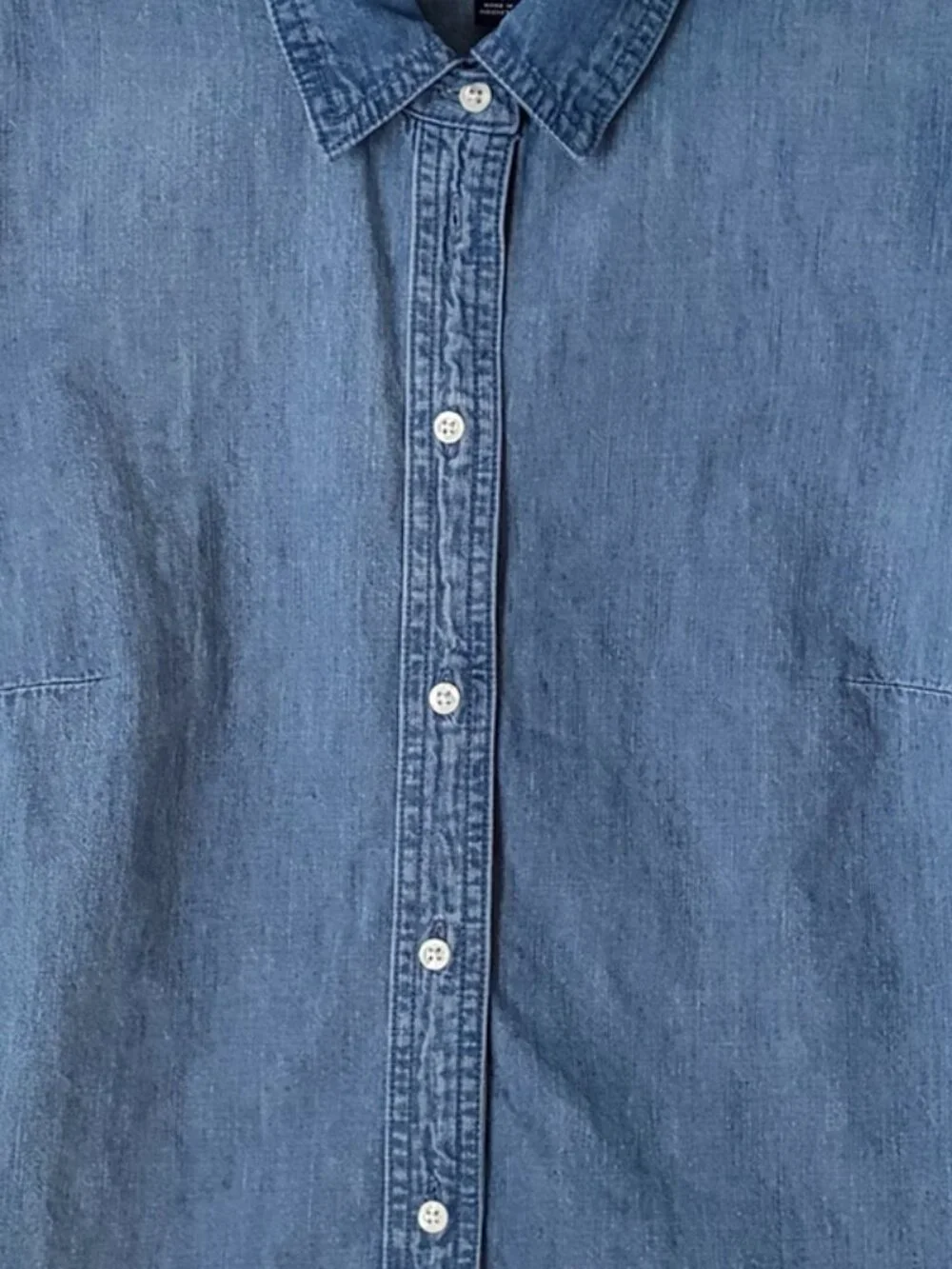 J.Crew Chambray Puff Sleeve Button-Up Shirt Blue Size M